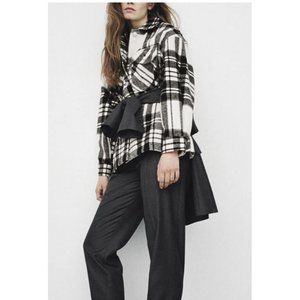 Zara Black/White Flannel Shacket Jacket Small